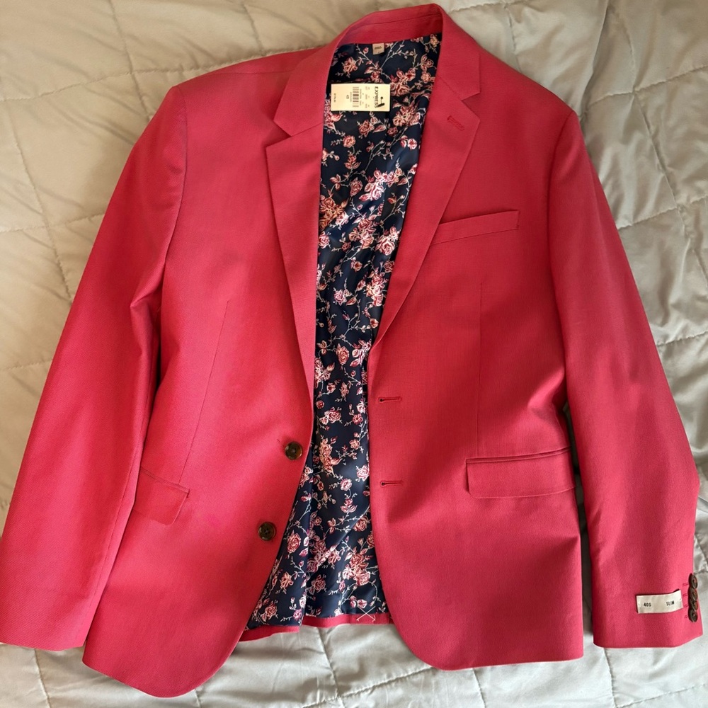 Express Pink Blazer with Floral Interior Men’s